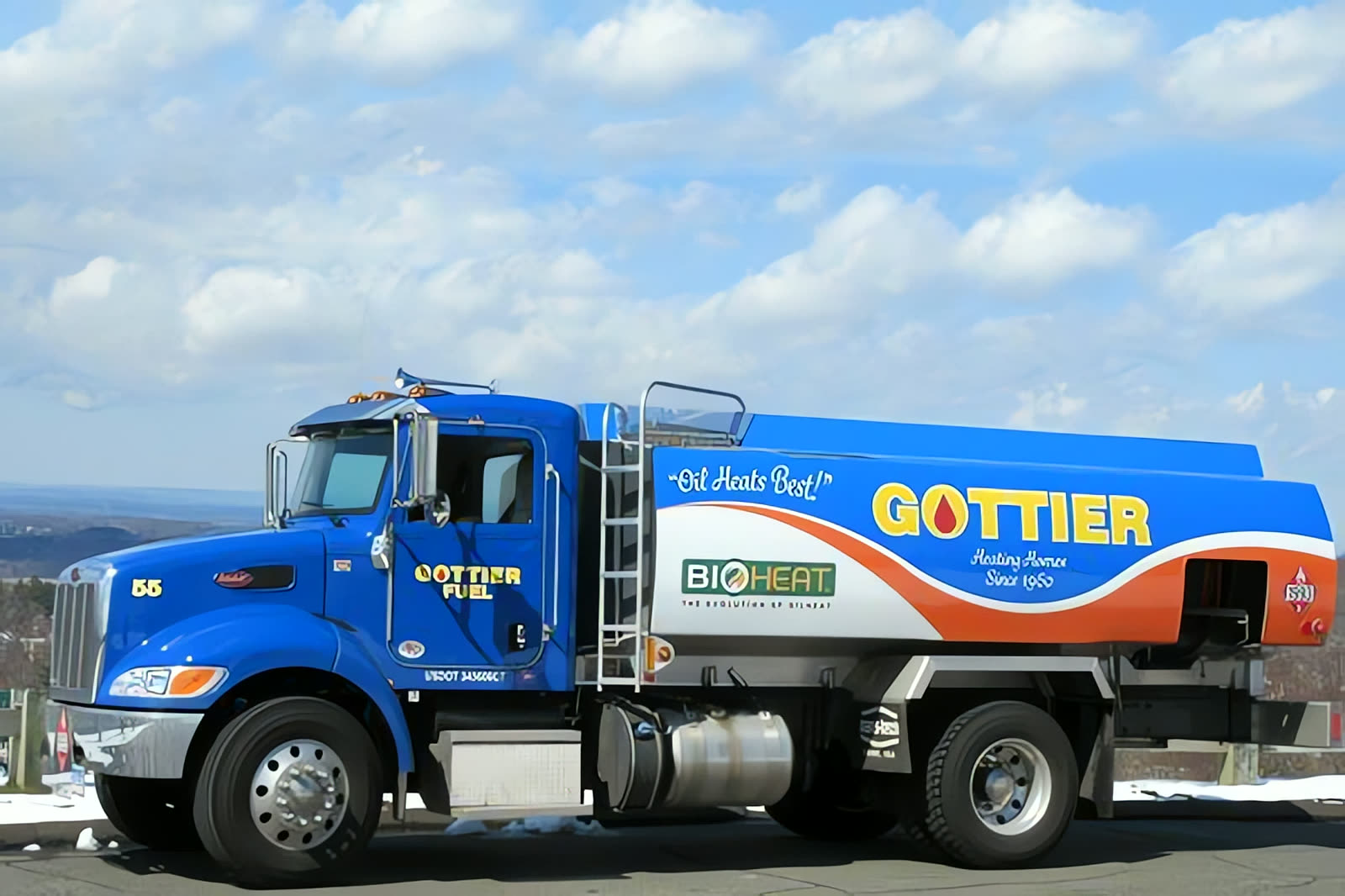 Gottier Fuel blue delivery truck with Bioheat logo
